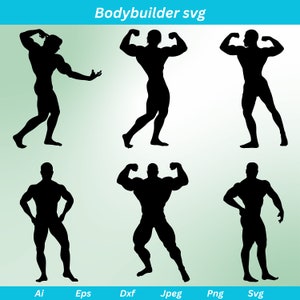 Bodybuilder Silhouette SVG: Muscle Man Gym Clipart (Digital Download)