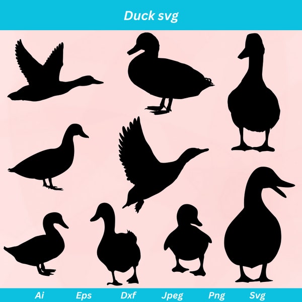 Duck Svg, Duck shirts svg, Duck Silhouette, Animal Svg, birds svg, duck clipart, Flying duck svg, hunting svg, Duck Vector, duck cut files