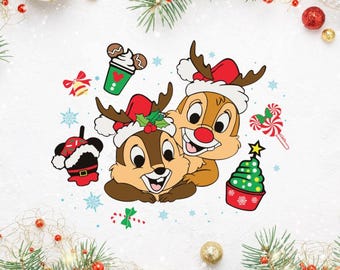 Double Trouble Christmas SVG PNG: Chip and Dale Friends (Digital File)