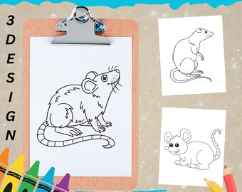 Rat Coloring Page, animals Coloring Book for Kids, animals Coloring Worksheet, animals coloring book, Printable Coloring, Instant Download