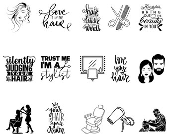 Hairdresser SVG Clipart Bundle: Stylist, Barber, Salon (Digital Download)