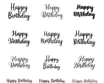 Happy Birthday SVG Clipart: Cake Topper, Silhouette (Digital Download)