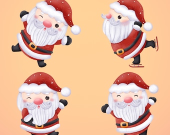 Vintage Santa SVG Clipart, Christmas Vector (Digital Download