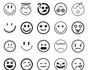 Smiley Face SVG Clipart: Emoji Silhouette Vector (Digital Download)
