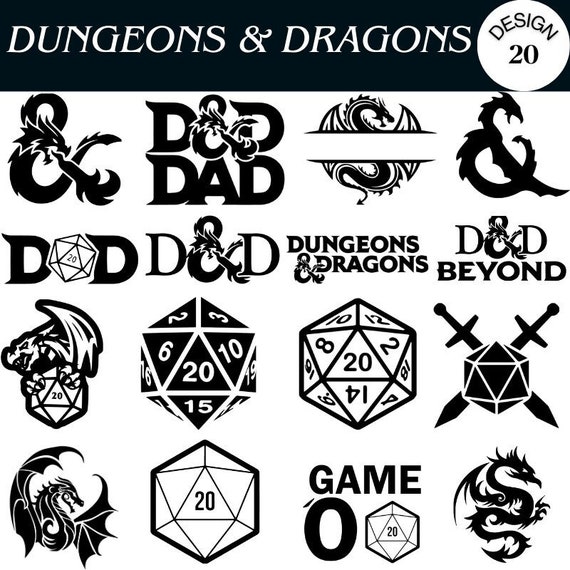 Dungeons and Dragons SVG Bundle: D&D Logo, Icons, and Dice (Digital Files)