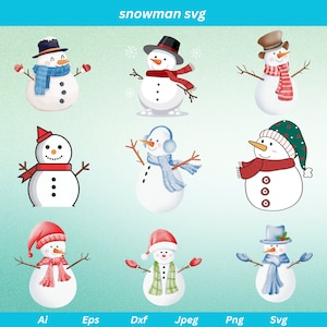 Snowman svg, Snowman Cut File, Snowman Clipart, snowman vector, Winter ClipArt, Snowman Silhouette, winter svg, snowflake svg, santa svg