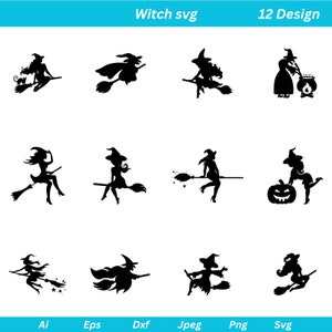 WITCH SVG, Witch Bundle Svg, Halloween Svg, Halloween Witch Svg, Witch Clipart, Witch Cut Files For Cricut, Witch Silhouette