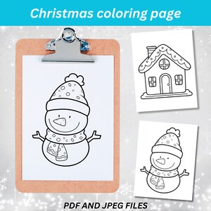 Christmas Coloring Pages: Snowman & House (Digital Download)