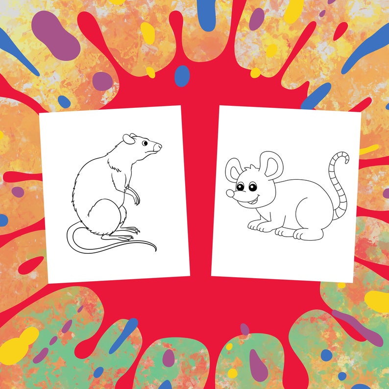 Rat Coloring Page, Animals Coloring Book for Kids, Animals Coloring ...