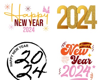Happy New Year 2024 SVG Bundle: Holiday Silhouette (Digital Download)