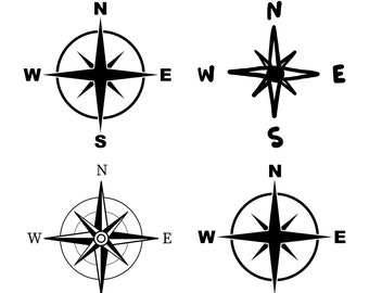Vintage Compass SVG: Clipart Silhouette Vector (Digital Download)