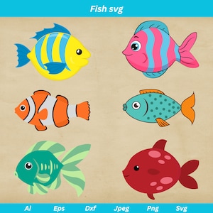 Cartoon Fish SVG Bundle: Fisherman Clipart (Digital Download)