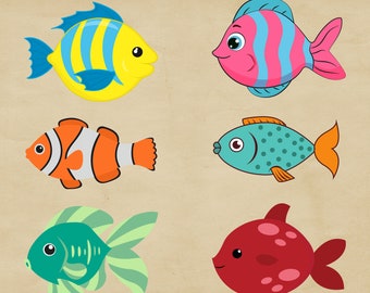 Cartoon Fish SVG Bundle: Fisherman Clipart (Digital Download)