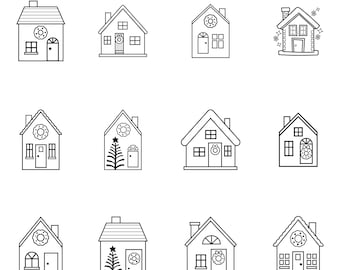 Christmas House SVG Clipart: Winter Village Designs (Digital Download)
