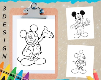 Mickey Mouse Cartoon Coloring Pages: Kids Activity (Digital Download)