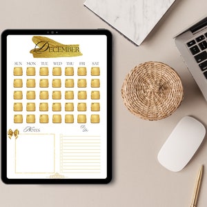 2024 Monthly Digital Planner | Classy Dated Planner Template | Simple | Notes Section & To Do List | Gold and Black Planner |