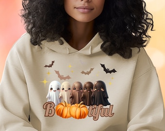 Skin Tone Ghosts sweatshirt. Social justice, diversity and inclusion hoodie. Halloween melanin spirits. Everyone is Boo-tiful.