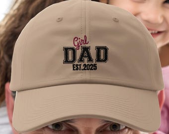 Embroidered 'Girl Dad' Baseball Hat - Custom Year- Father's Day, birthday, Christmas gift for him. Cap for Daddy from daughter. Pink option