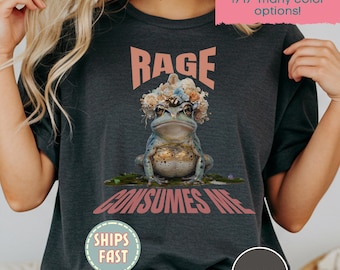 Camiseta de rana "La rabia me consume" – Divertida camiseta Cottagecore con colores cómodos