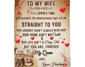 Plush Velveteen Blanket with romantic message for your wife
