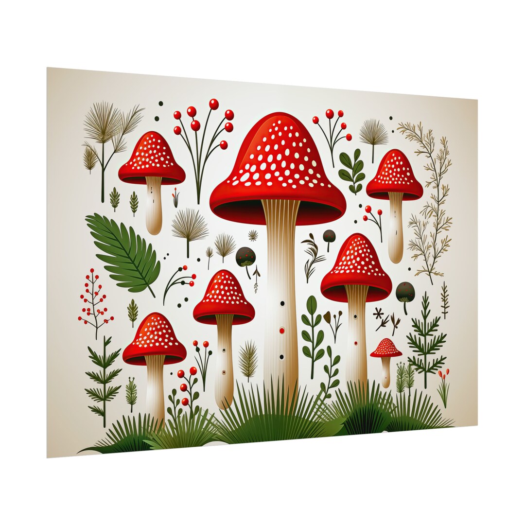 Forest Fungi Mushroom Poster semi-gloss, Matte, Fine Art Enchanted ...