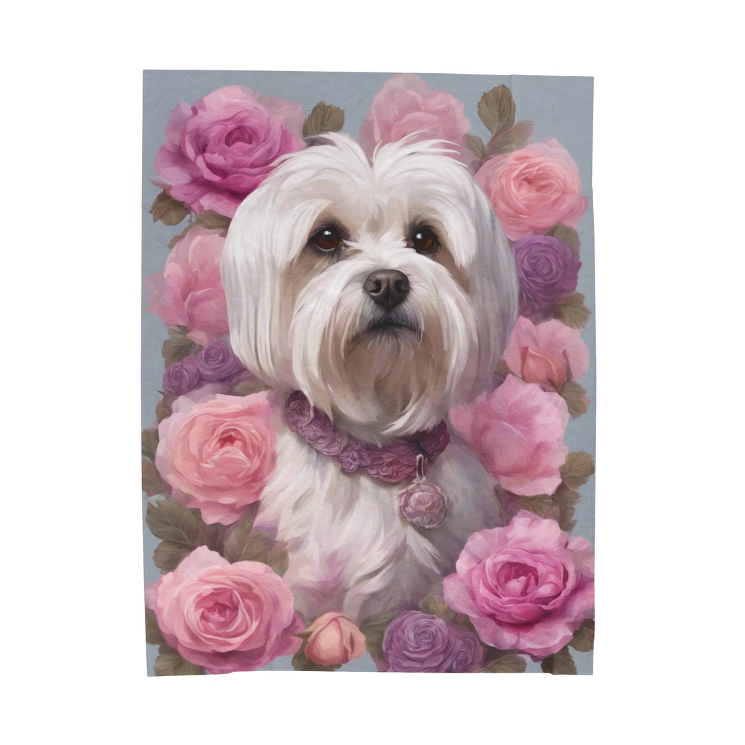 Maltese Dog Velveteen Plush Blanket I Maltese Blanket I Maltese Dog