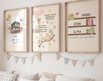 Islamic Children's Room Wall Art, Islamic Poster Set Children's Room, Islamic Wall Pictures, Prophets in Islam, Dua Poster, Shada Poster