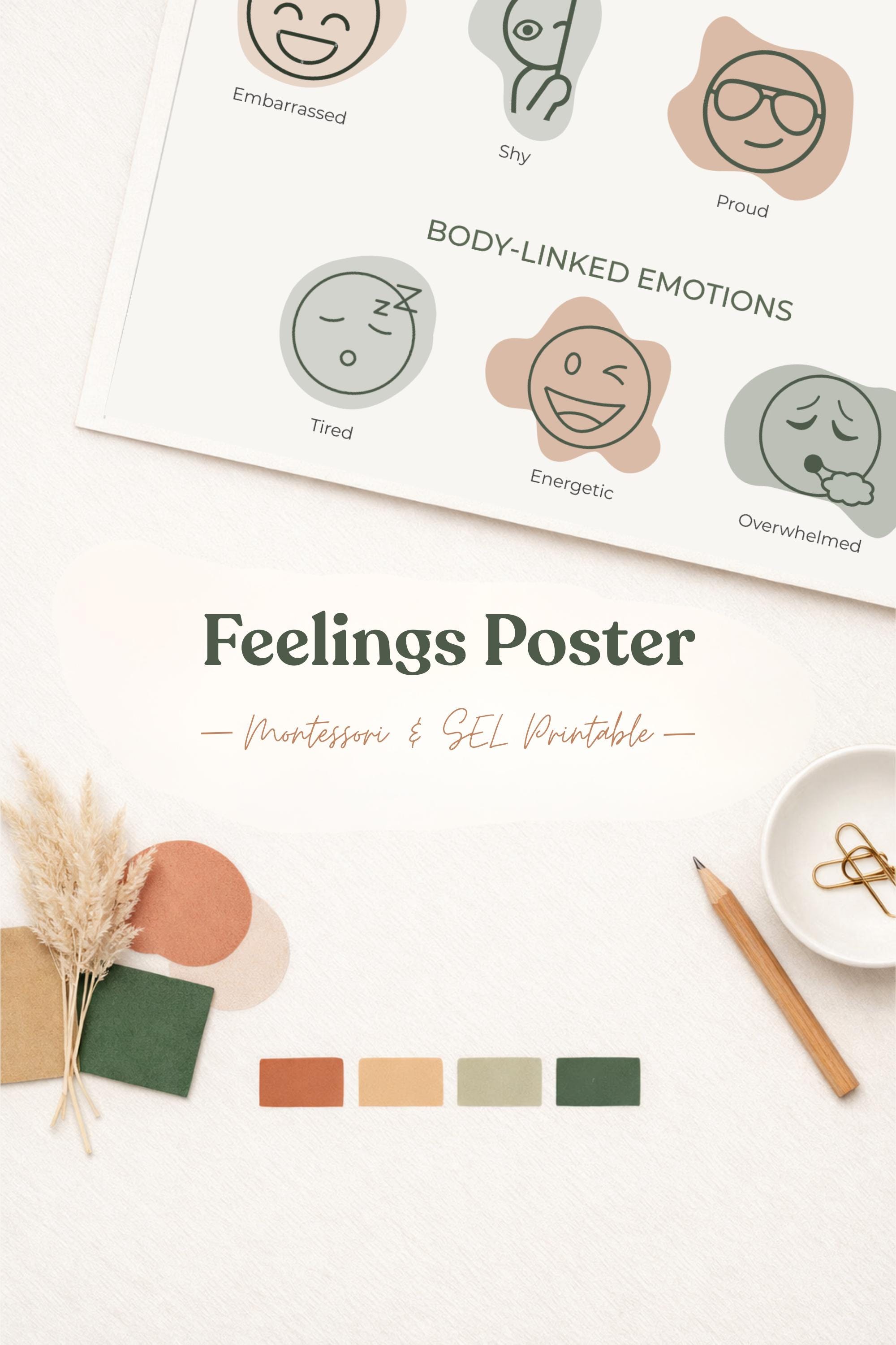 Feelings Poster | Emotions Chart for Kids | Montessori & SEL Printable ...