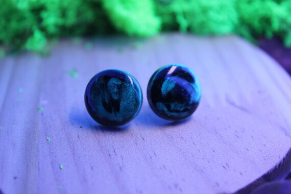 Blue Galaxy Glow in the Dark Earrings Etsy