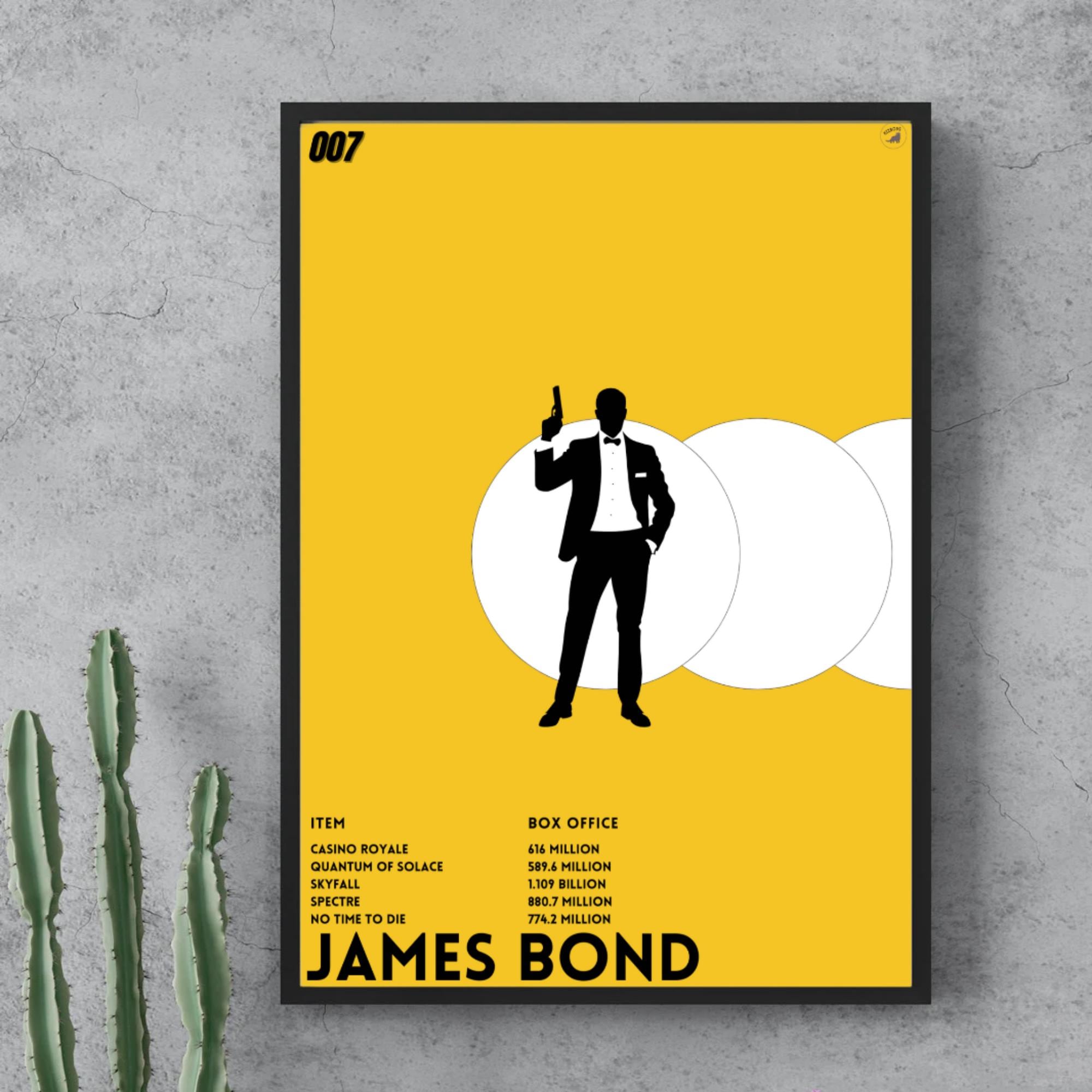 James Bond Film Print | Box Office Poster | Minimalist 007 Wall