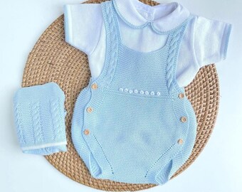 Outfit Pastel Blue, Newborn Knitted Set Blue Hat, Blue SET, baby clothes, newborn set, Newborn knitted clothing, Newborn Boy Outfit