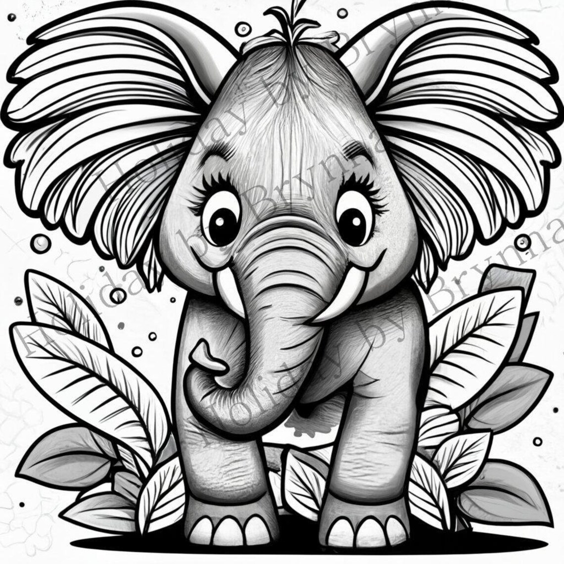 Printable Happy Baby Elephant Coloring Page PDF - Etsy