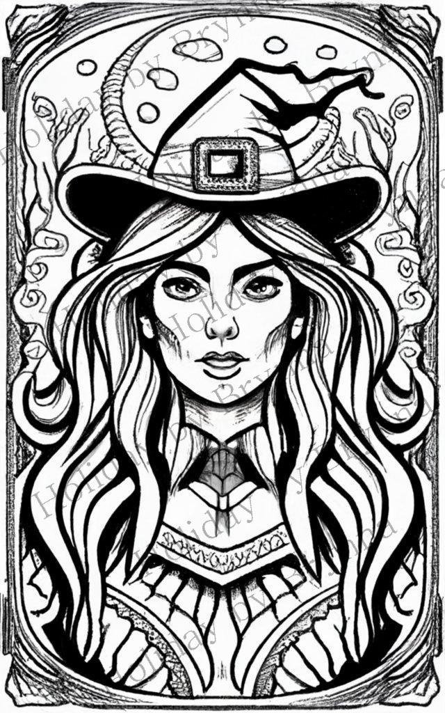 Printable Enchanting Witch Coloring Page - Etsy