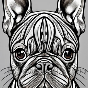 Printable CUTE FRENCH BULLDOG Adult Coloring Page 6 pdf