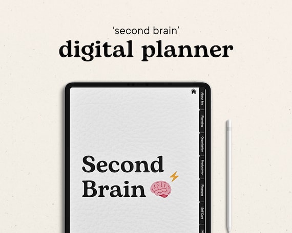 Second Brain Digital Planner | All In One Utlimate Planner for Productivity & ADHD | Nutrition Tracker, Time Management, Financial Planning