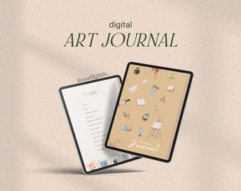 Digital Art Journal | Artist Planner w/ Art Challenges | Sketchbook, Color Palette Creator, Artistic Goals Tracker | Creative Notebook Diary