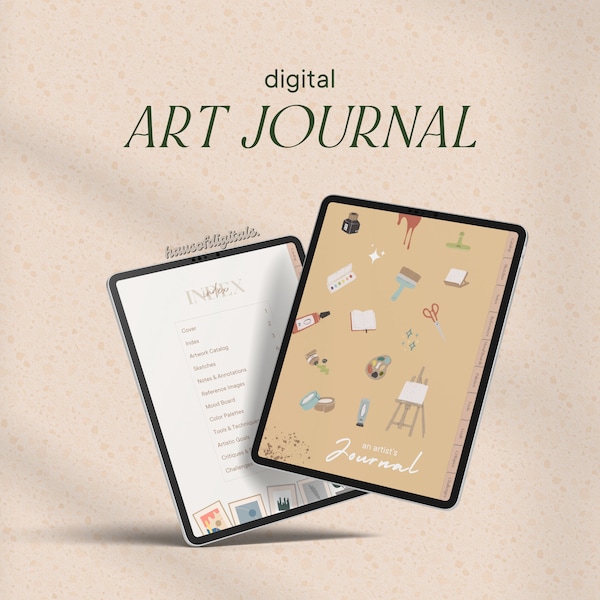 Digital Art Journal | Artist Planner w/ Art Challenges | Sketchbook, Color Palette Creator, Artistic Goals Tracker | Creative Notebook Diary