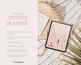 Pilates Princess Digital Fitness Planner - Workout Tracker, Meal Planning, Progress Tracking, Health and Wellness Journal - Digital Download