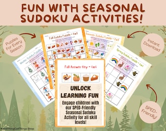 Sudokus de temporada: juegos de lógica visual para niños de K a 8.º grado (paquete en PDF)
