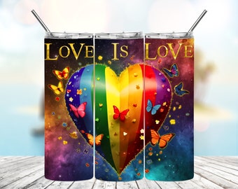 Celebrate Pride with Galactic Love: LGBT 20oz Skinny Tumbler Wrap Design PNG , Love is Love Pride Tumbler Wrap,Lgbt Gift, Instant Download