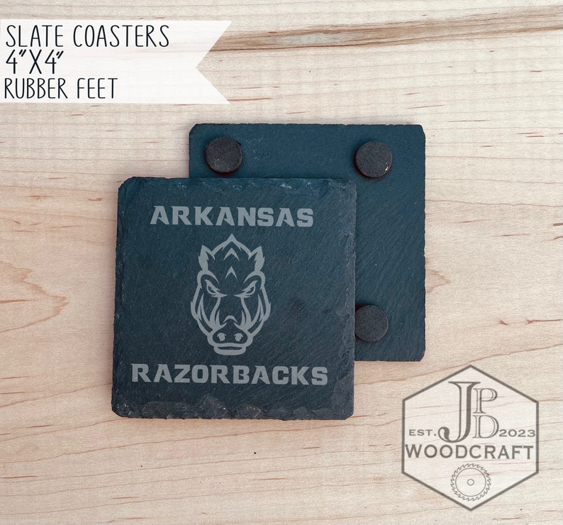 Engraved Arkansas Razorbacks Slate Coaster Set - Officially Licensed - Etsy