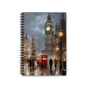 Scena del Natale a Londra Quaderno a spirale - Linea a righe