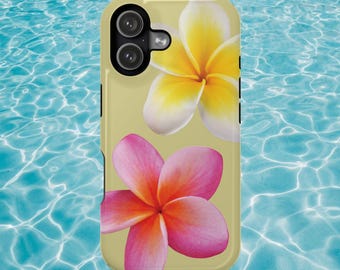 Floral Plumeria iPhone Case – Tropical Summer Vibes, MagSafe Compatible Protection