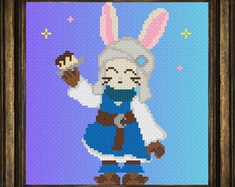 FFXIV Final Fantasy 14 Loporrit Puddingway cross stitch pattern PDF