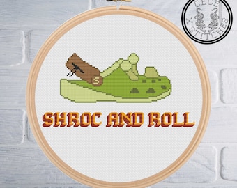 Shrek SHROCS, shroc and roll, cross stitch pattern, PDF download