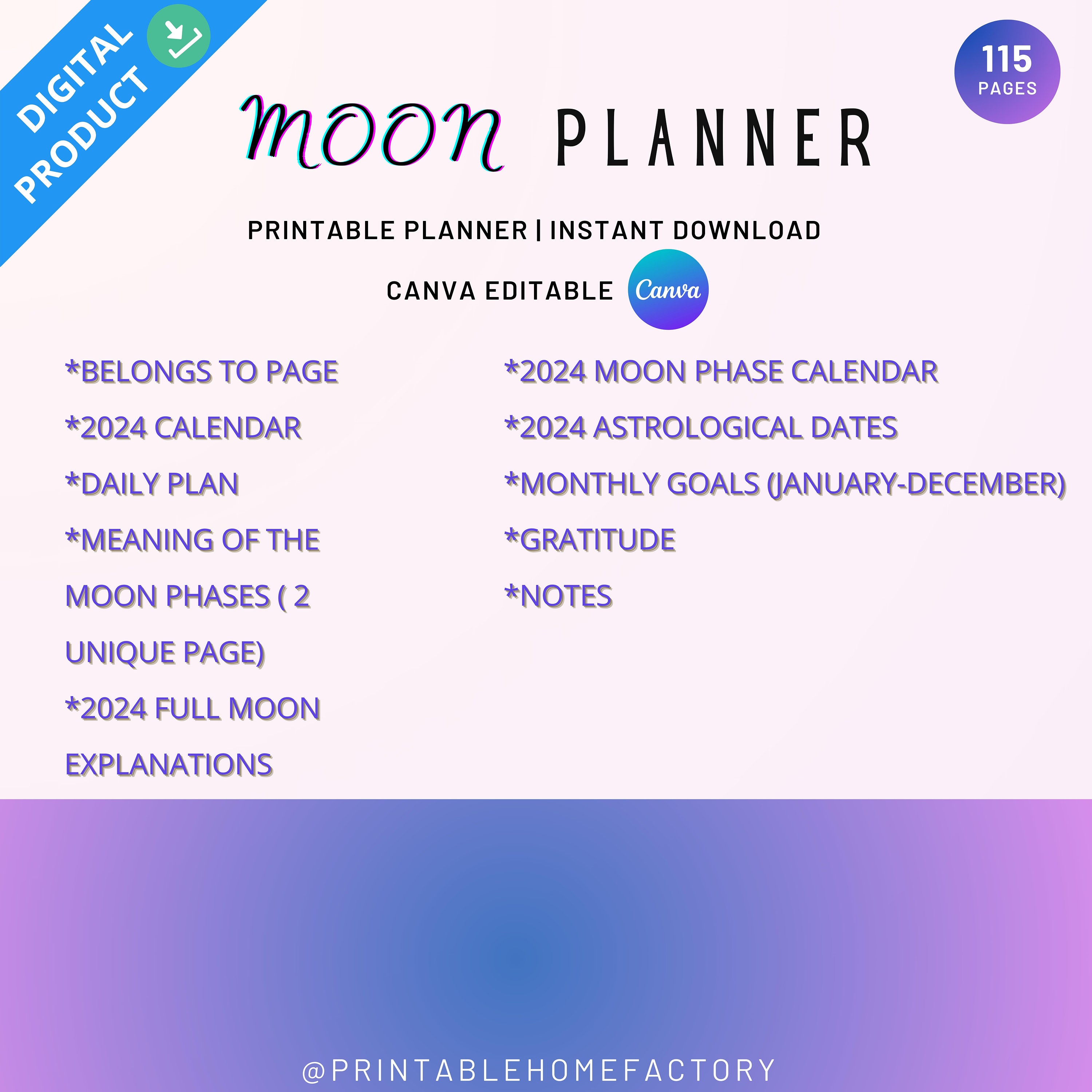 2024 Editable 2024 Moon & Astrology Planner Printable Astrology Moon