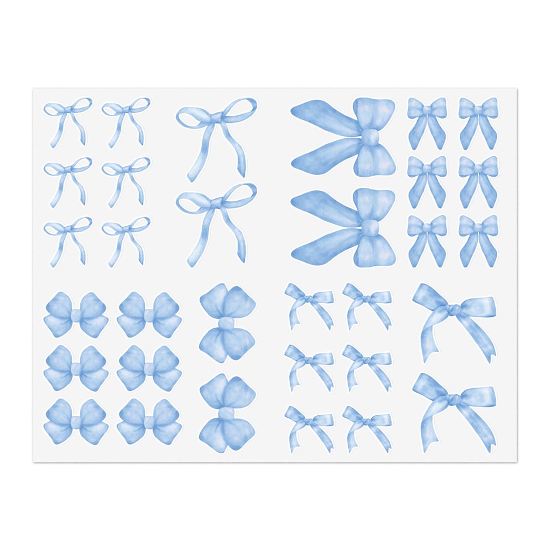 Blue Bow Sticker Sheets - Variety Pack for Scrapbooking, Journals ...