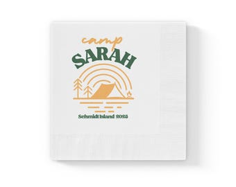 Personalized Camp Cocktail Napkins: Custom Party Decor, Campsite Barware