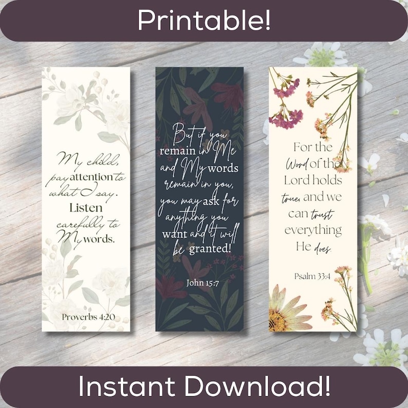 Scripture Text For Bookmarks PRINTABLE Bookmarks With Scripture on the Word - Etsy
