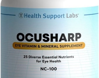 Health Support Labs Ocusharp Vision Health Formula with Zeaxanthin, Lutein, Bilberry Exrtract,  Eye Vitamin Supplement, 60 Capsules (